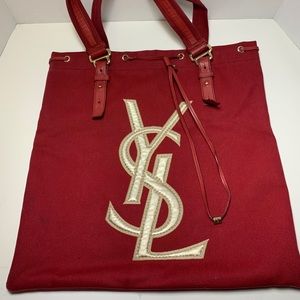 Vintage Yves Saint Laurent Kahala Red Canvas Tote